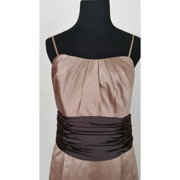 David's Bridal Latte Spaghetti Strap Bridesmaid Dress Lined A-Line Sz 4 - Picture 3 of 5